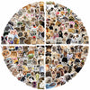 A circular arrangement of various cute cat and animal stickers for crafting and decorating
