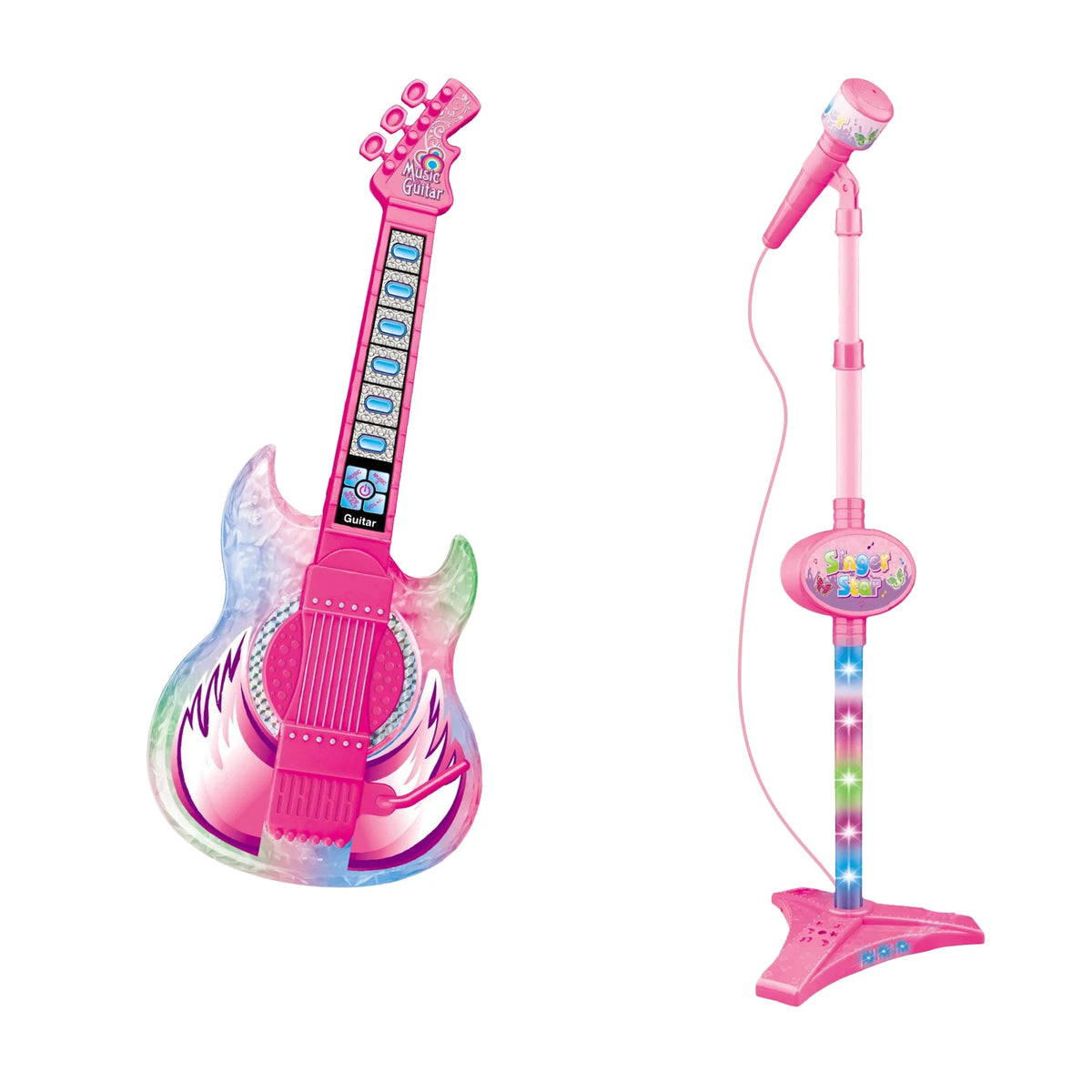 Kids Karaoke Microphone Stand Set with Party Lights