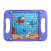 A purple plastic maze ball balancing puzzle featuring marine animals and a maze track.