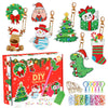 A craft kit for making a 5D diamond painting keychain with various charms and pendants.