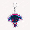 Acrylic keychain featuring a cute chibi character with dark hair and blue accents.