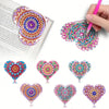 A set of six colorful mandala flower diamond art bookmarks featuring intricate patterns in pink, purple, and blue.