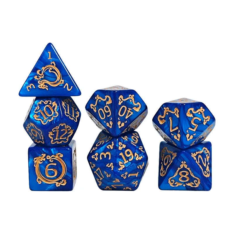 Dragon Pattern Polyhedral Dice Set for RPG & Tabletop Gaming
