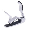 Silver aluminum alloy quick-change guitar capo with a black grip
