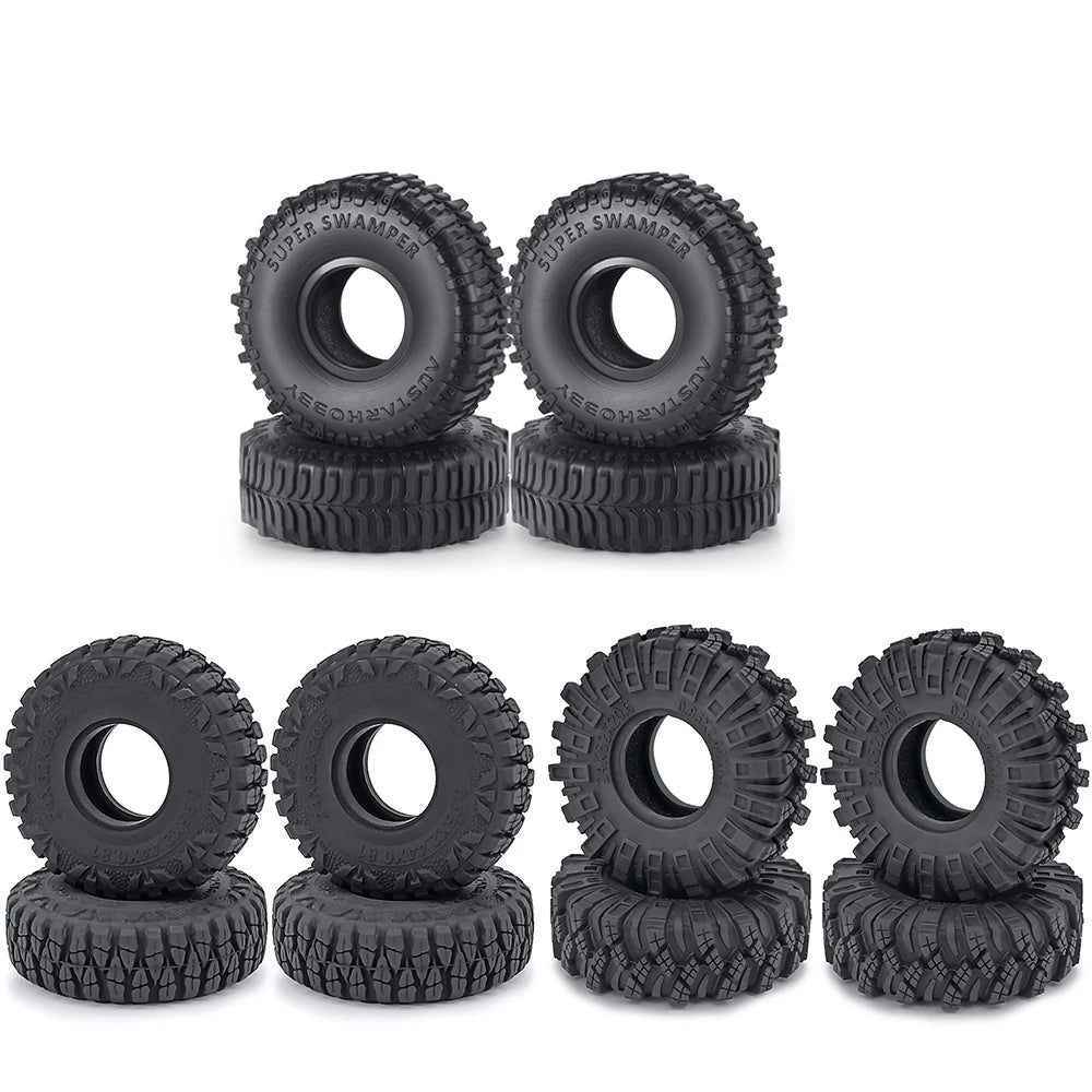1.0" Mud Terrain Tires for 1/18 & 1/24 RC Crawlers (4-Pack)