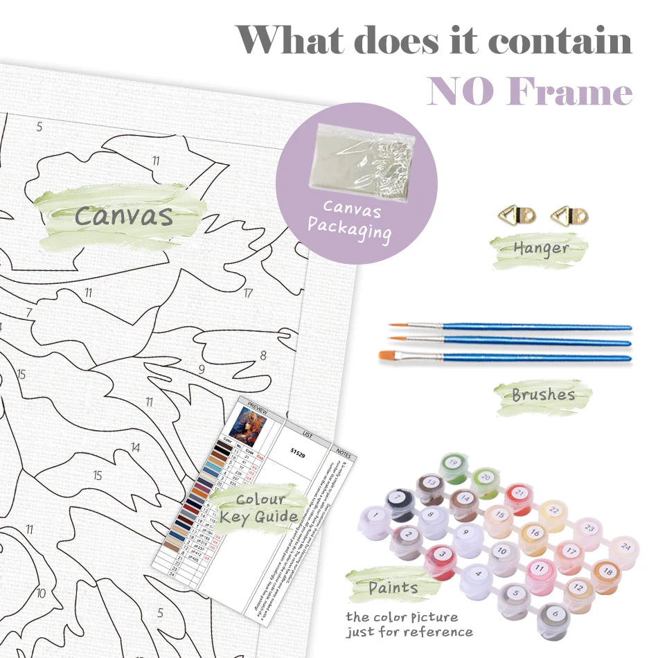 DIY Paint by Numbers Kit | Flowers in Vase | Acrylic Canvas Art with Frame