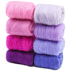 8-Color Wool Roving for Needle Felting – 100% Natural Fiber Craft Set