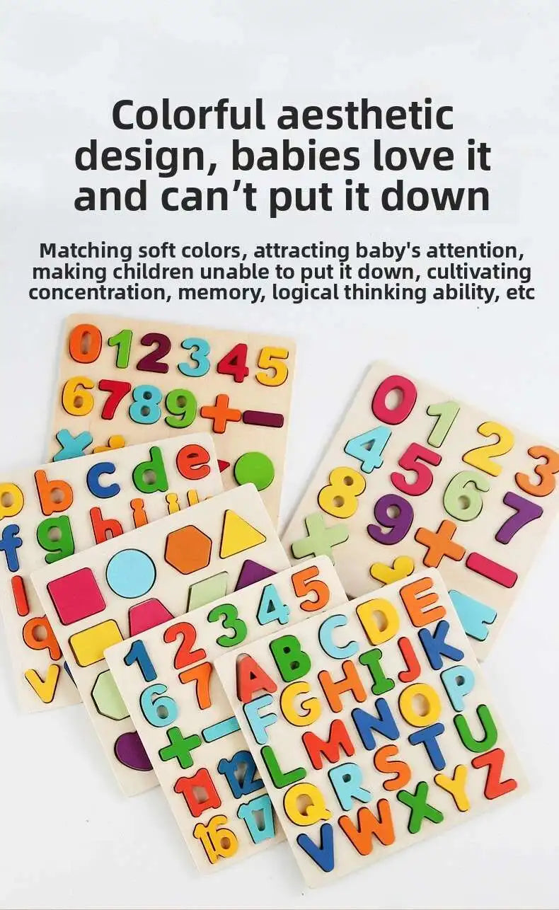 Wooden Montessori Number Puzzle & Sorting Toy