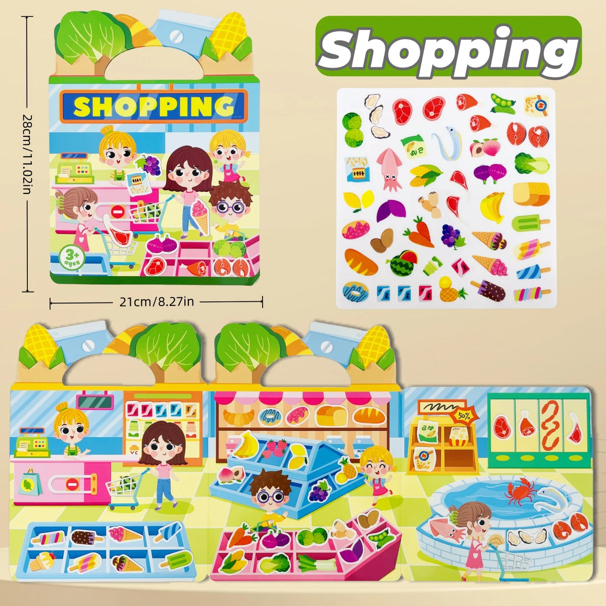 Reusable Sticker Book for Kids – Mess-Free Pretend Play & Learning Themes