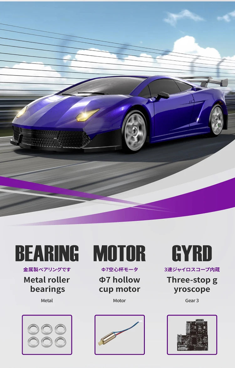 1:43 Scale RC Drift Car with Gyro Stabilization