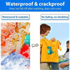Close-up of waterproof and crackproof DTF transfer film sheets showing water resistance and fabric printing examples.