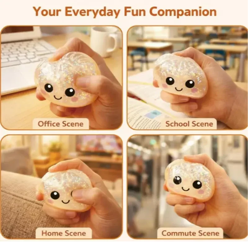 Glitter Dumpling Squeeze Toy for Stress Relief