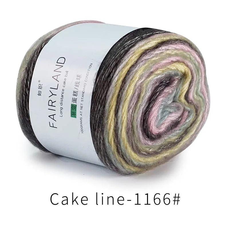 Spool of Fairyland long distance cake ball gradient rainbow cotton-wool yarn for knitting and crochet