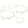 A set of five clear silicone pig-shaped cookie cutters for crafting and baking.