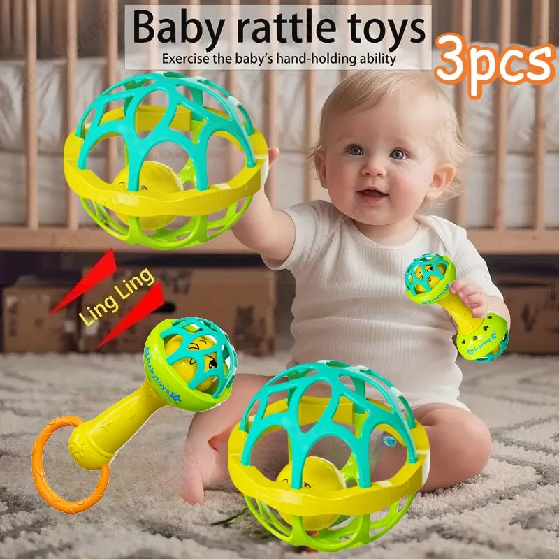 Baby Sensory Rattle Toy Set with Spinning Stacker