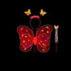 A red LED butterfly costume set featuring glowing wings, a skirt, and a wand.