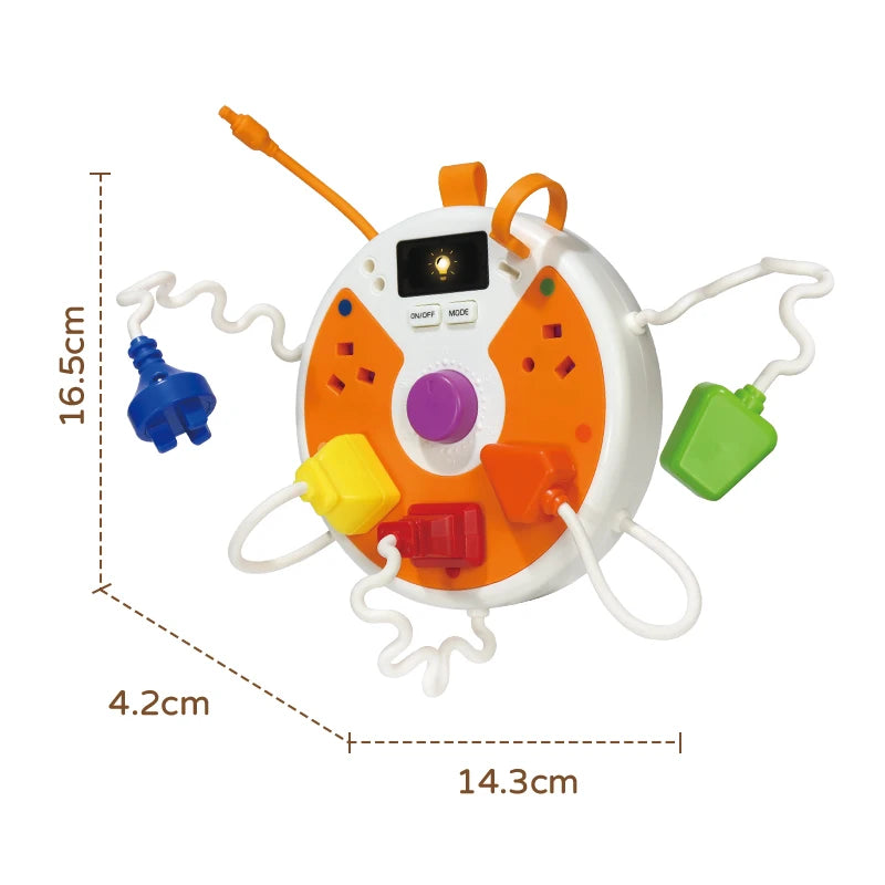 Montessori Busy Board with Light-Up Plugs – Sensory Travel Toy for Toddlers
