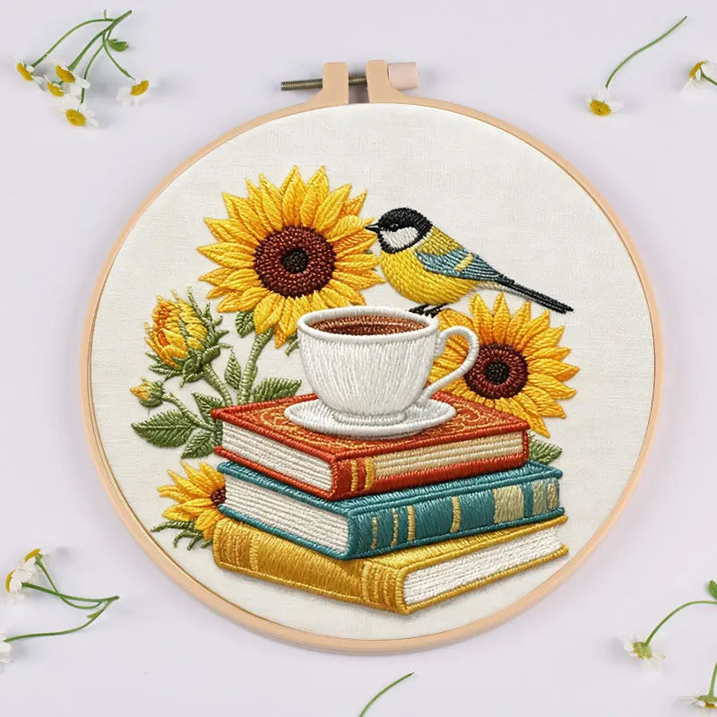 Floral Book Embroidery Kit – DIY Cross Stitch for Adults