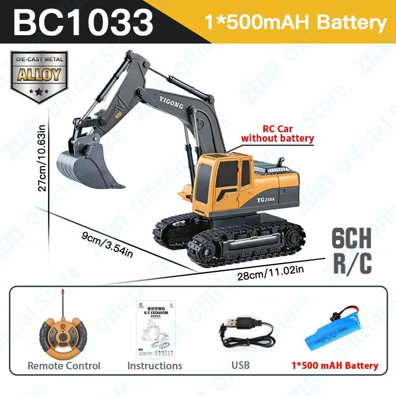 2.4G Remote Control Excavator with Lights and Sound Effects
