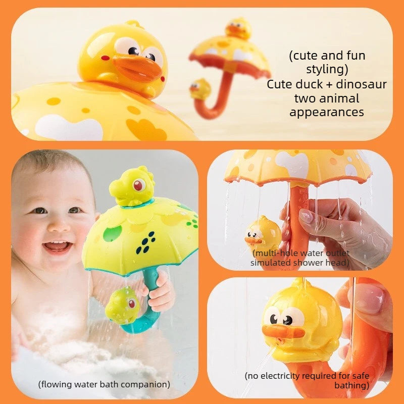 Rotating Water Umbrella Bath Toy for Toddlers – Duck & Dinosaur Sprinklers