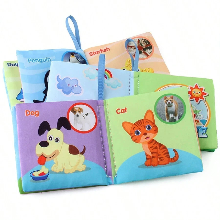 Soft Sensory Cloth Books for Babies with Teething Rings