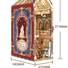 A wooden puzzle kit depicting a scene from Beauty and the Beast, featuring an ornate box design.