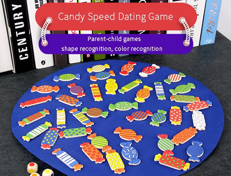 Wooden Candy Matching Game for Kids – Color & Shape Memory Toy