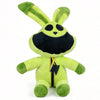A soft green plush doll of CatNap with large ears and a black mouth.