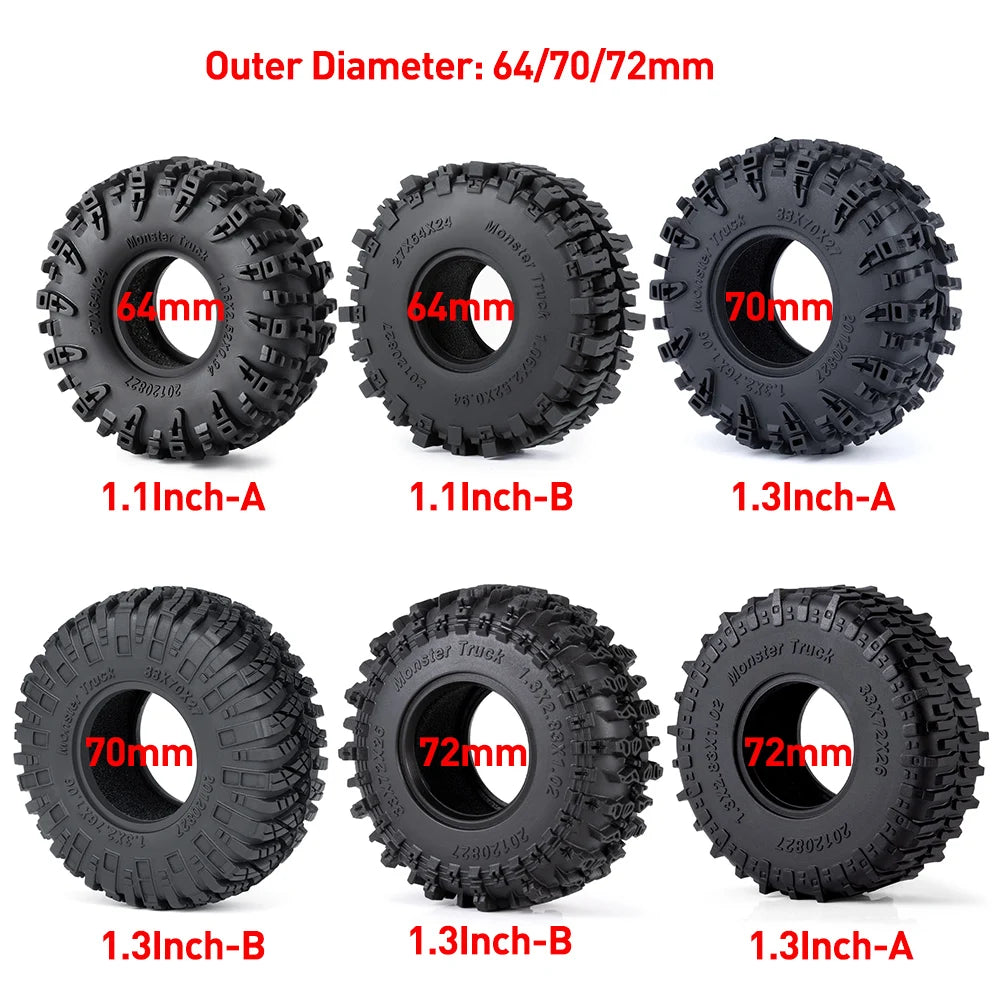 Mud Terrain RC Tires for 1/18 and 1/24 Micro Crawlers