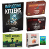 A collection of Jaisati exploding kittens card games including Imploding Kittens and Zombie Kittens
