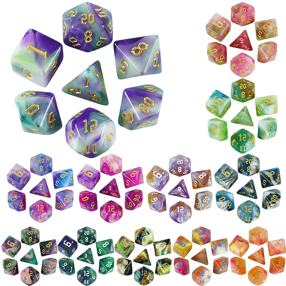 7-Piece Multicolor Polyhedral Dice Set for RPG and Tabletop Games