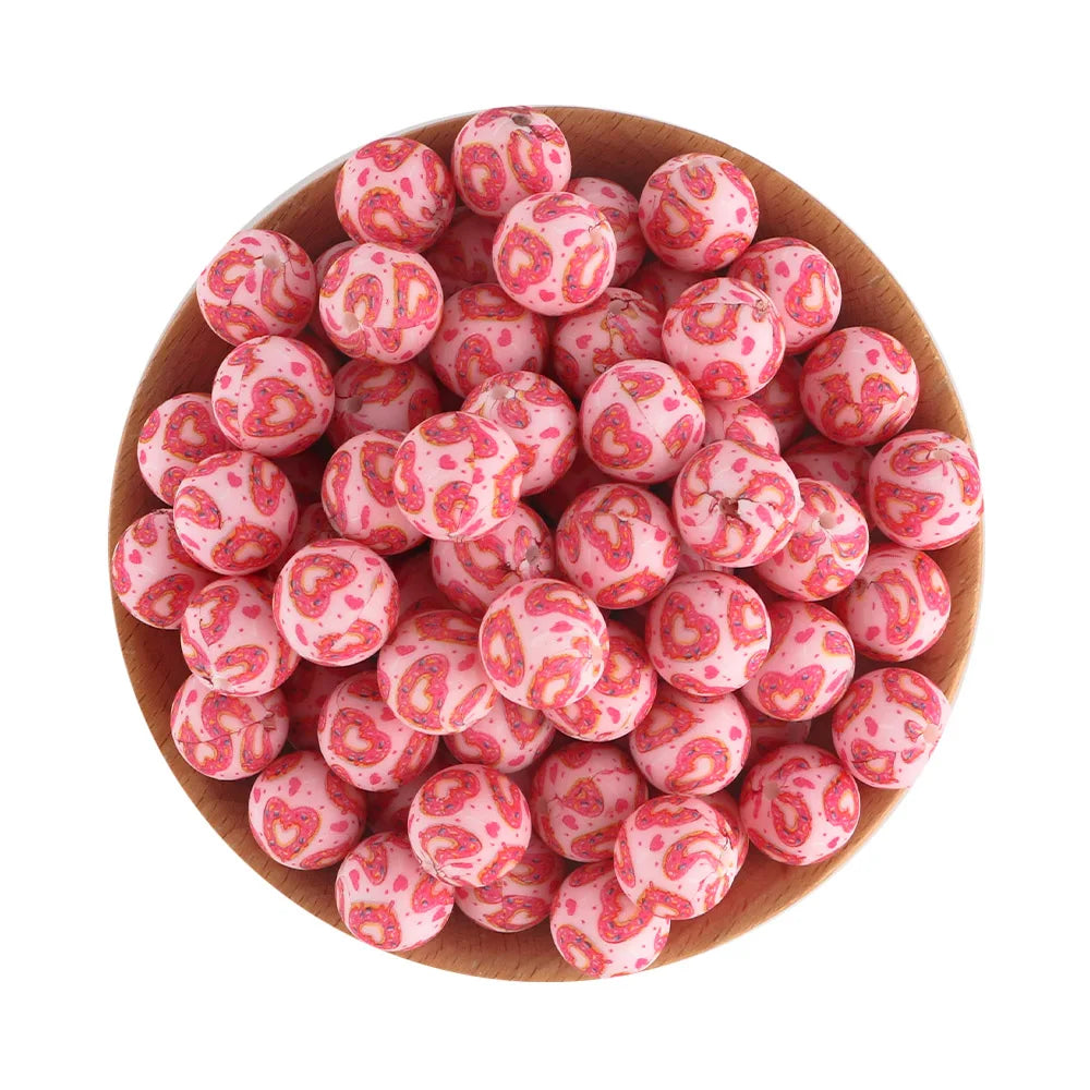 Pink Silicone Round Beads for DIY Jewelry Making