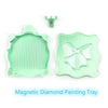 A light green magnetic diamond painting tray with a lid and a decorative bow design.