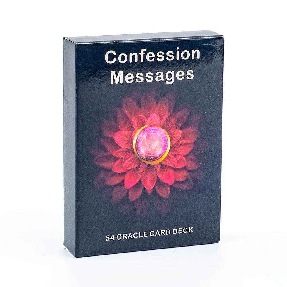 A black box containing a 54 oracle card deck titled Confession Messages