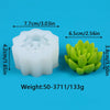 A white silicone mold shaped like a cactus or succulent, shown next to the finished green product.