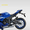 A blue Yamaha YZF-R1M 1:12 scale diecast motorcycle model shown in a profile view.