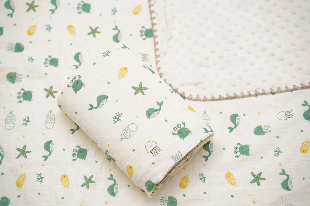 Baby Bear Print Cotton Gauze Swaddle Blanket