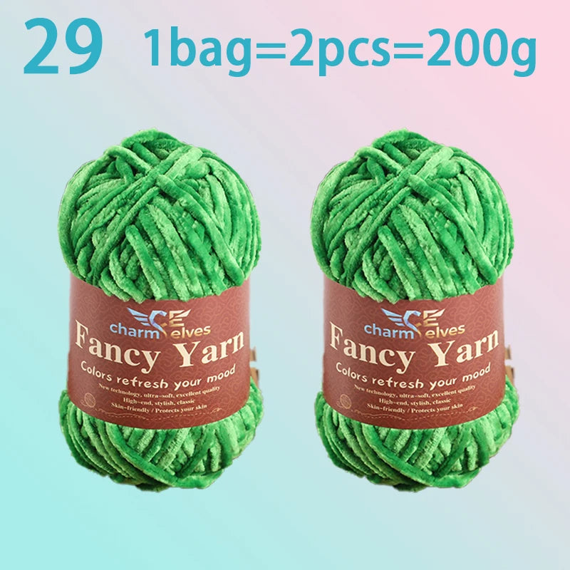 Chenille Velvet Yarn 2-Pack – Soft & Warm for Knitting and Crochet