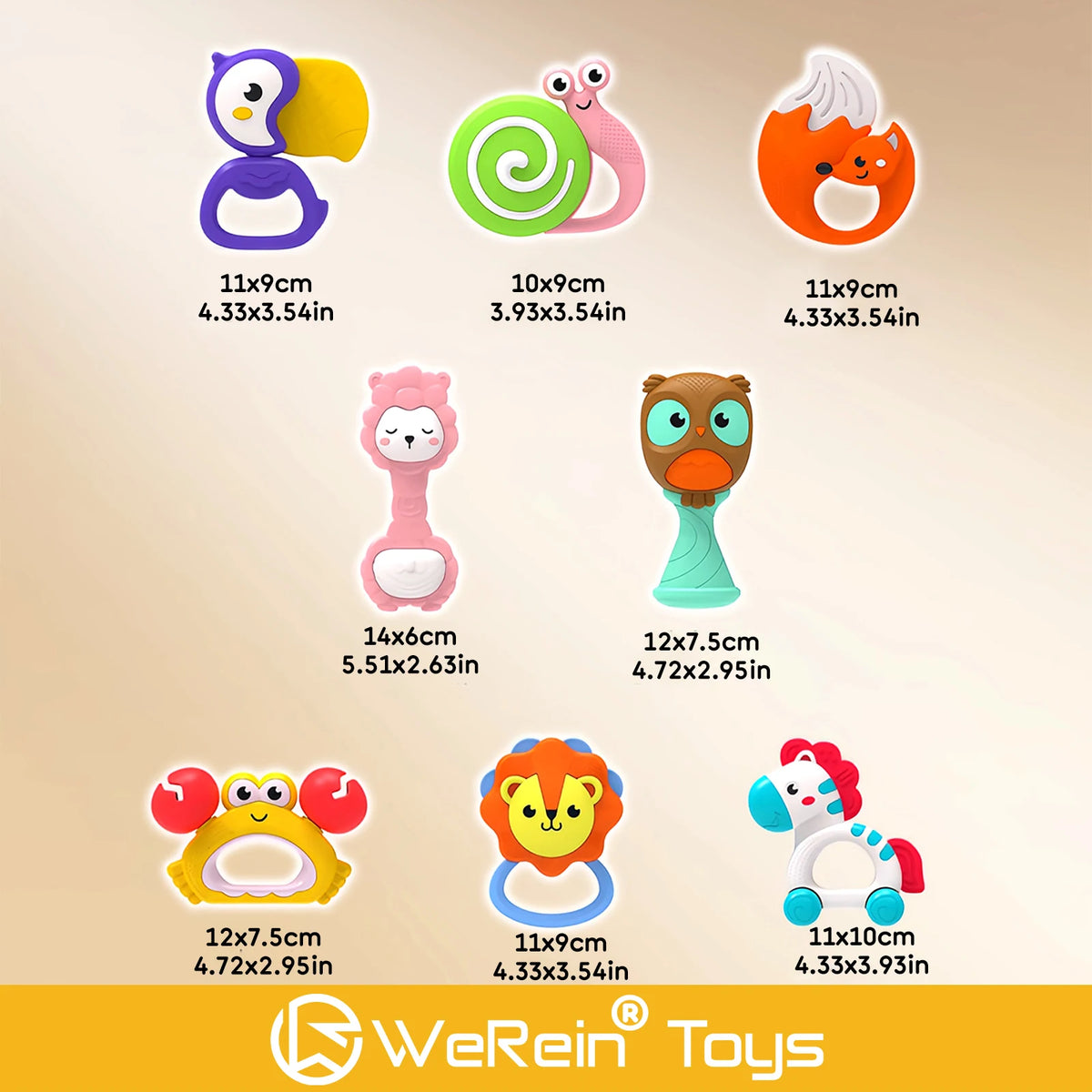 Animal Rattle Teether Toy for Babies 0-36 Months
