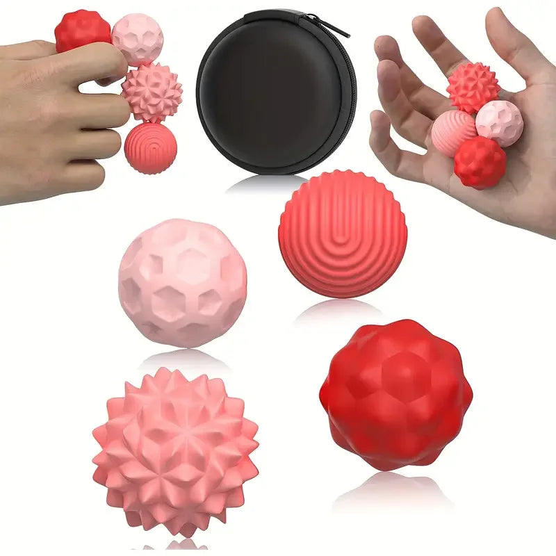 Magnetic Fidget Balls – Silicone Stress Relief Sensory Toys with 4 Textures