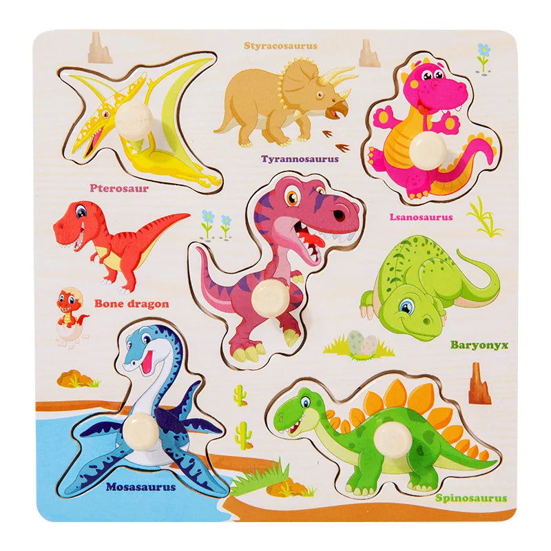 Toddler Wooden Puzzle Set - Animal, Traffic & Fruit Theme - Montessori Learning Toy