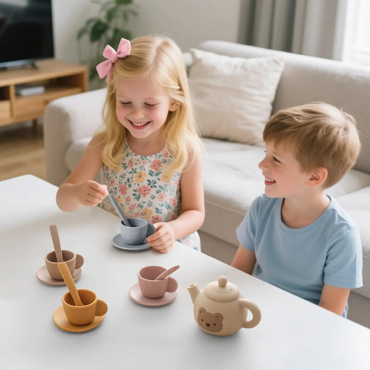 Bear Silicone Pretend Play Teapot Set for Toddlers