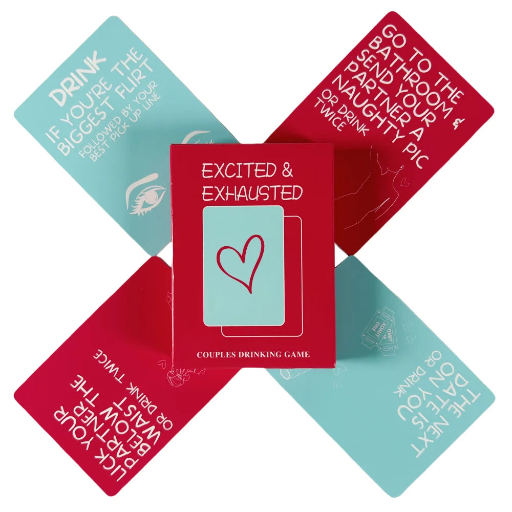 Excited vs. Exhausted: Couples Drinking Card Game