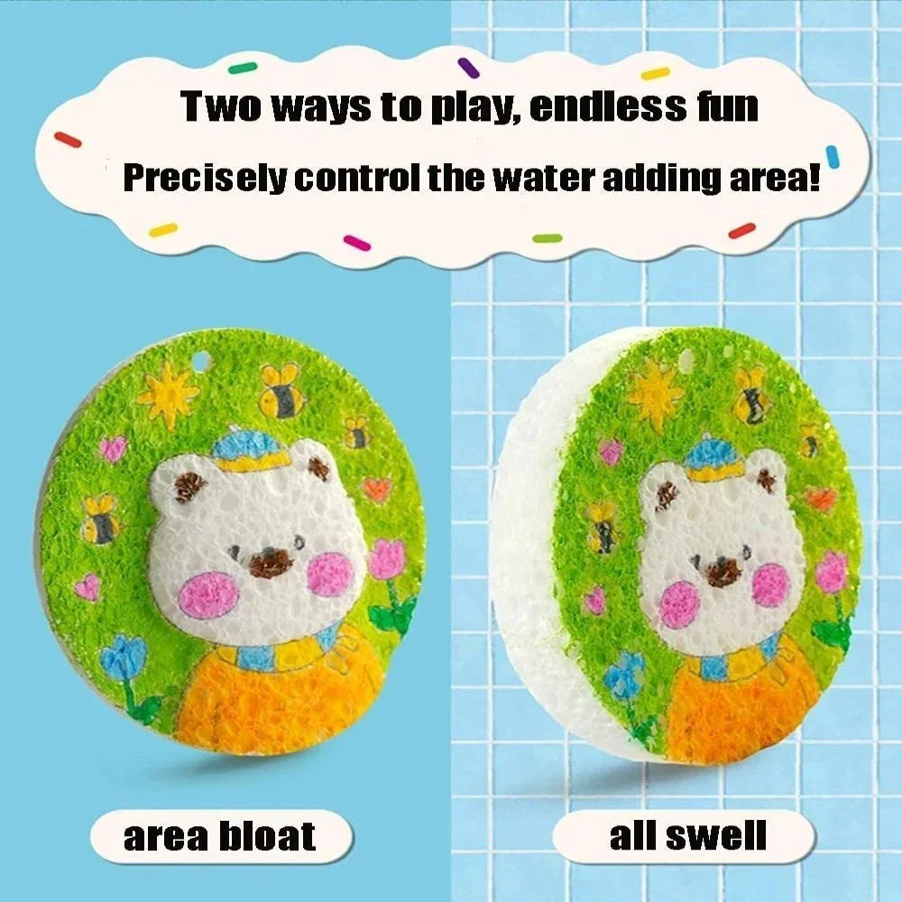 Two ways to play for a bubble painting kit showing an area bloat and all swell option