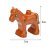 An orange plastic building block shaped like a horse, used for zoo animal sets.