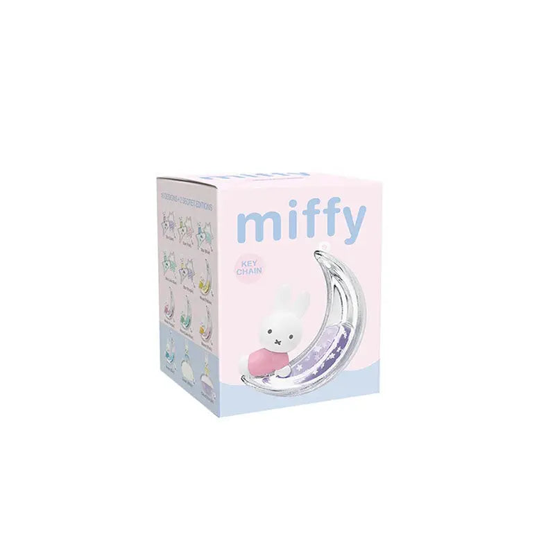 Miffy Dream Keychain blind box featuring a cute cartoon rabbit charm inside its packaging.