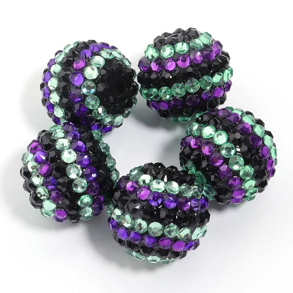 Sparkling Two-Tone Striped Resin Beads (20mm, Set of 5)