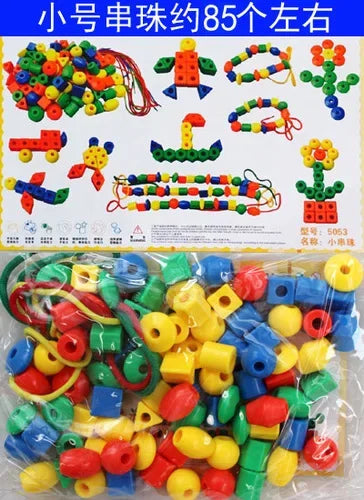 A large set of colorful snowflake building blocks for kids, featuring various shapes and colors.
