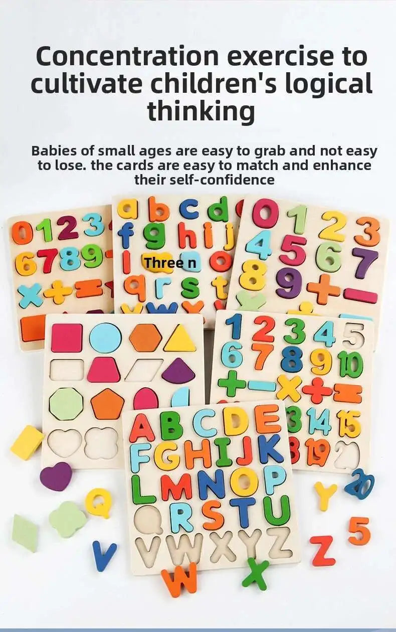 Wooden Montessori Number Puzzle & Sorting Toy