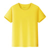 A bright yellow short-sleeved t-shirt for kids.
